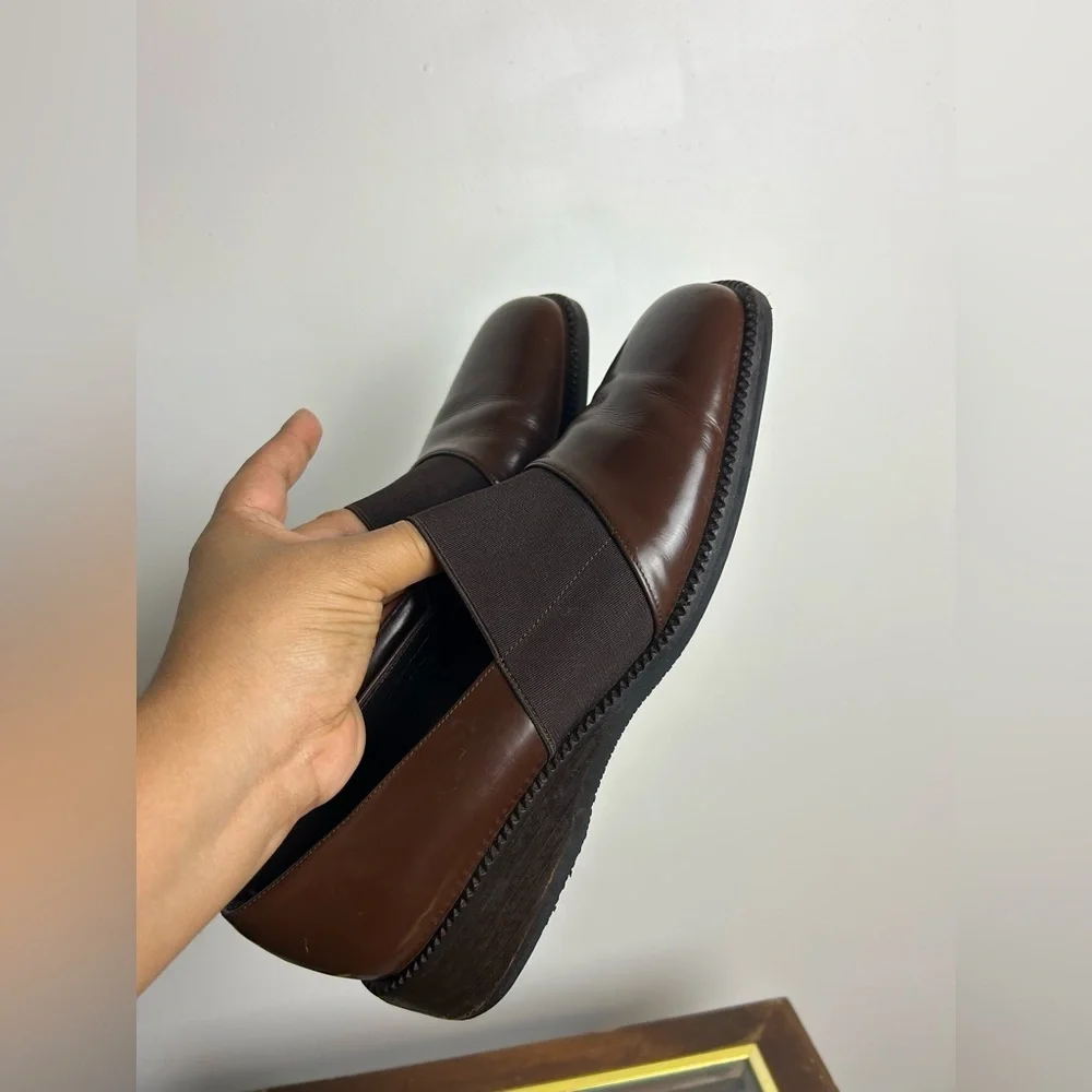 Mezlan‎ Vintage Platform Chocolate Brown pull on Shoes Size 8.5N Academia